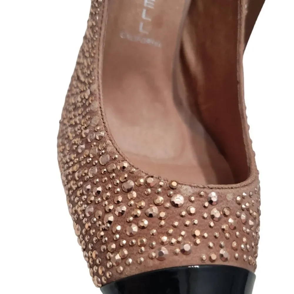 Jeffrey Campbell studded jewel heels nude black pointed toe 4 inch size‎ 9